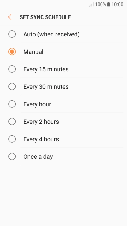 Press the required setting.