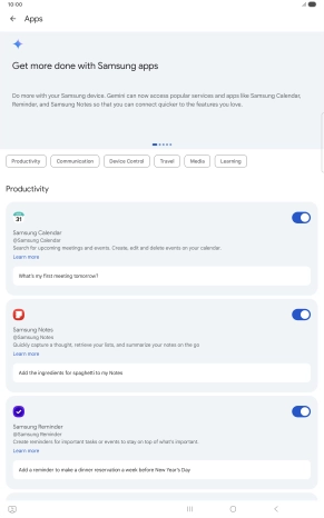 Press the indicator next to the required extension to turn on the function.