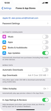 Press the indicators next to the required content types to turn the function on or off.