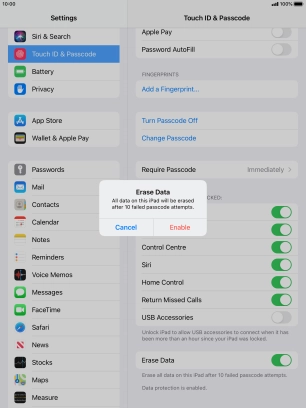 If you turn on the function, press Enable.