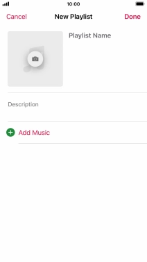 Press the text input field and key in a name for the playlist.