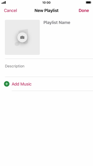Press the text input field and key in a name for the playlist.