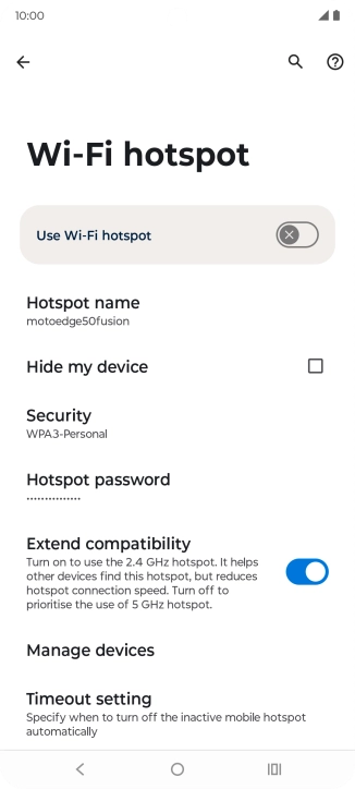 Press Hotspot password and key in the required password.