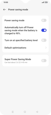 Press the indicator next to the required setting to turn on the function.