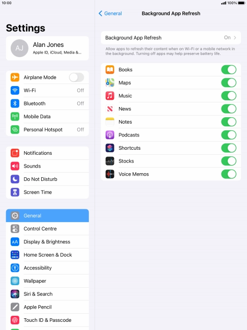 Press Background App Refresh.