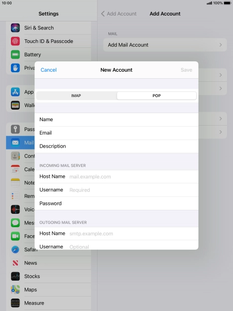 Press Host Name and key in the name of your email provider's incoming server.