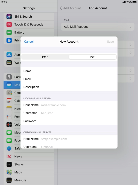 Press Host Name and key in the name of your email provider's incoming server.