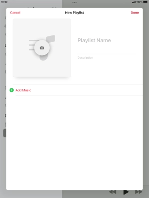 Press the text input field and key in a name for the playlist.
