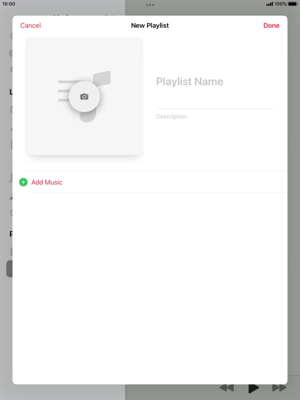 Press the text input field and key in a name for the playlist.
