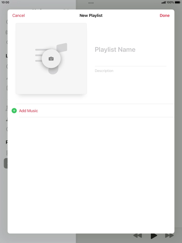 Press the text input field and key in a name for the playlist.