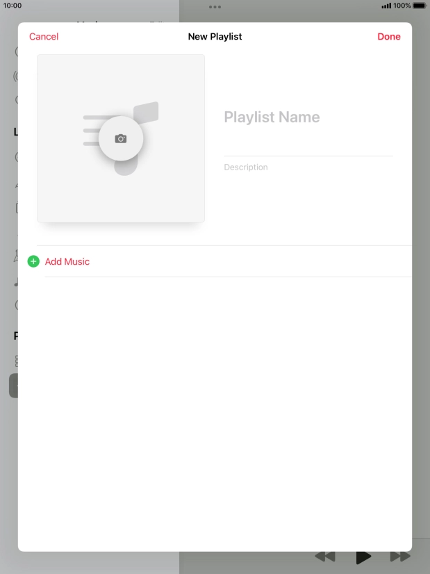Press the text input field and key in a name for the playlist.
