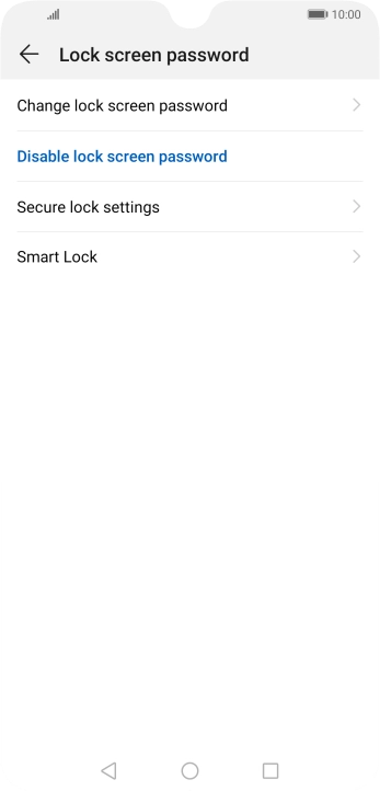Press Disable lock screen password.