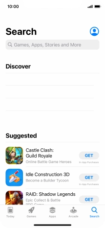 Press the search field and key in the name or subject of the required app.
