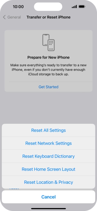 Press Reset All Settings.