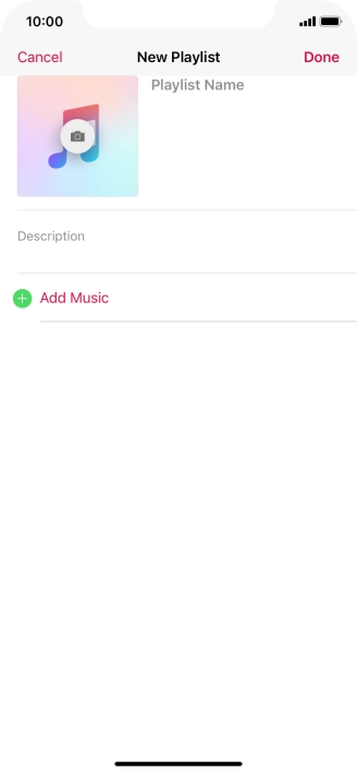 Press the text input field and key in a name for the playlist.