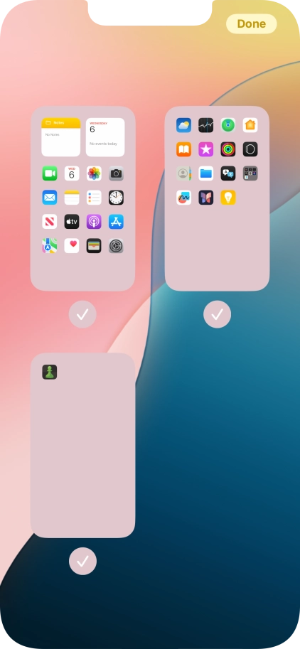 Press the field below the required home screen page to turn page view on or off.
