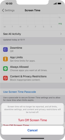 Press Turn Off Screen Time.