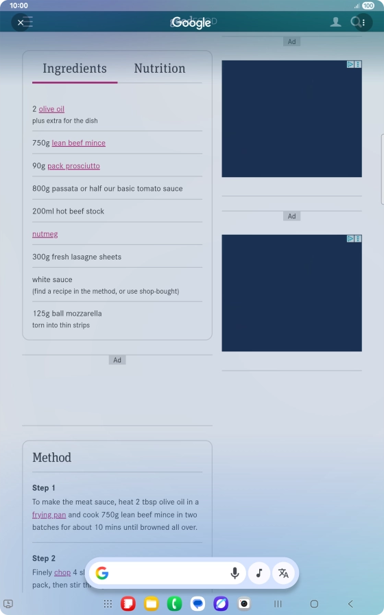 Press the translation icon.
