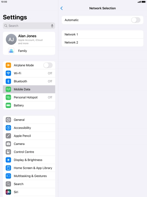If you turn off the function, press the required network.