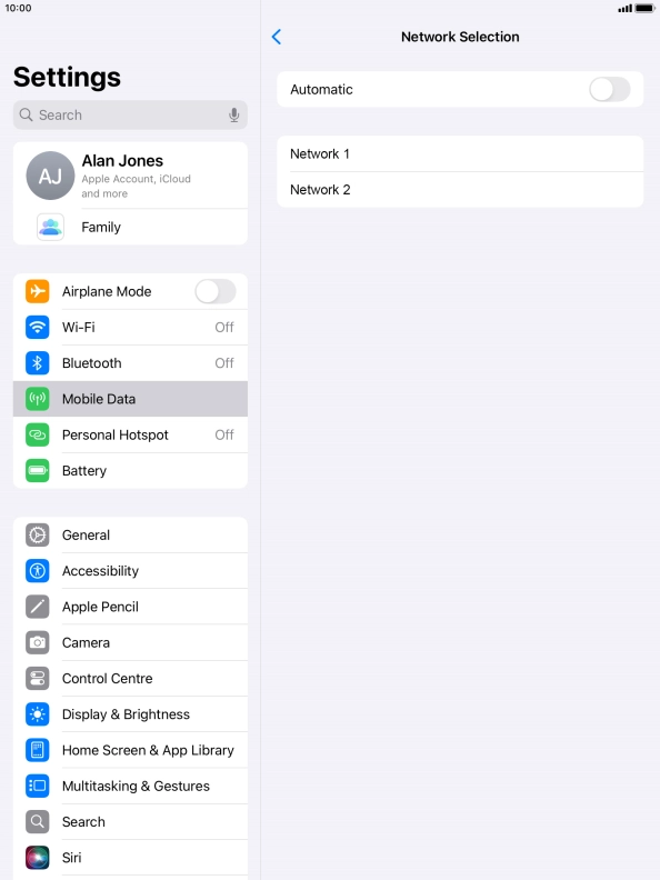 If you turn off the function, press the required network.
