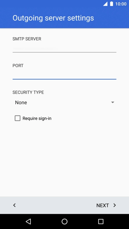 Press Require sign-in to turn the function on or off. Please note that if you're using Vodafone's outgoing server, turn off SMTP authentication and leave the username and password fields empty.