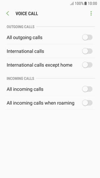 Press the indicator next to the required barring type.
