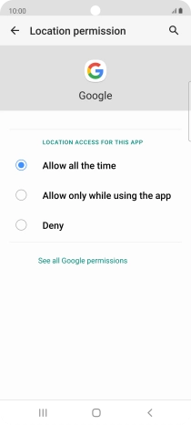 Press the required setting.