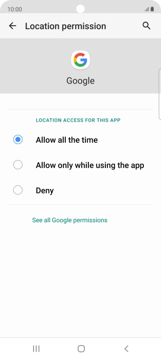 Press the required setting.