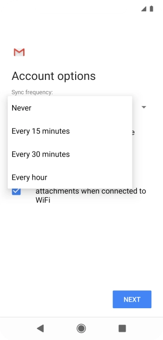 Press the required setting.
