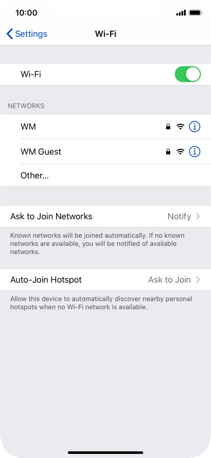 Press the required Wi-Fi network and key in the password for the Wi-Fi network.