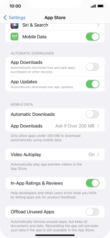 Press the indicators next to the required content types to turn the function on or off.