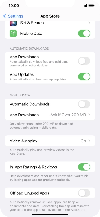 Press the indicators next to the required content types to turn the function on or off.