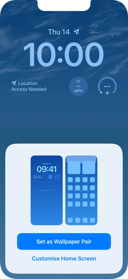 To use the same colour theme on the home screen, press Set as Wallpaper Pair.