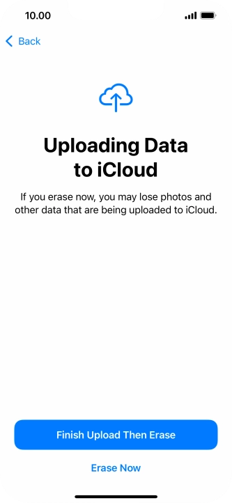 Press the required setting.