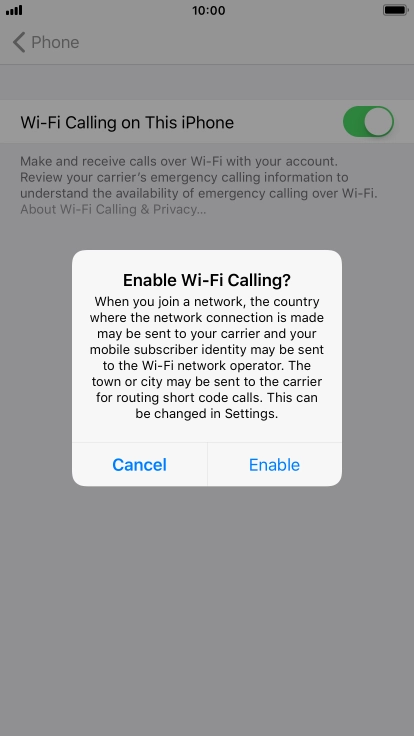 If you turn on the function, press Enable.