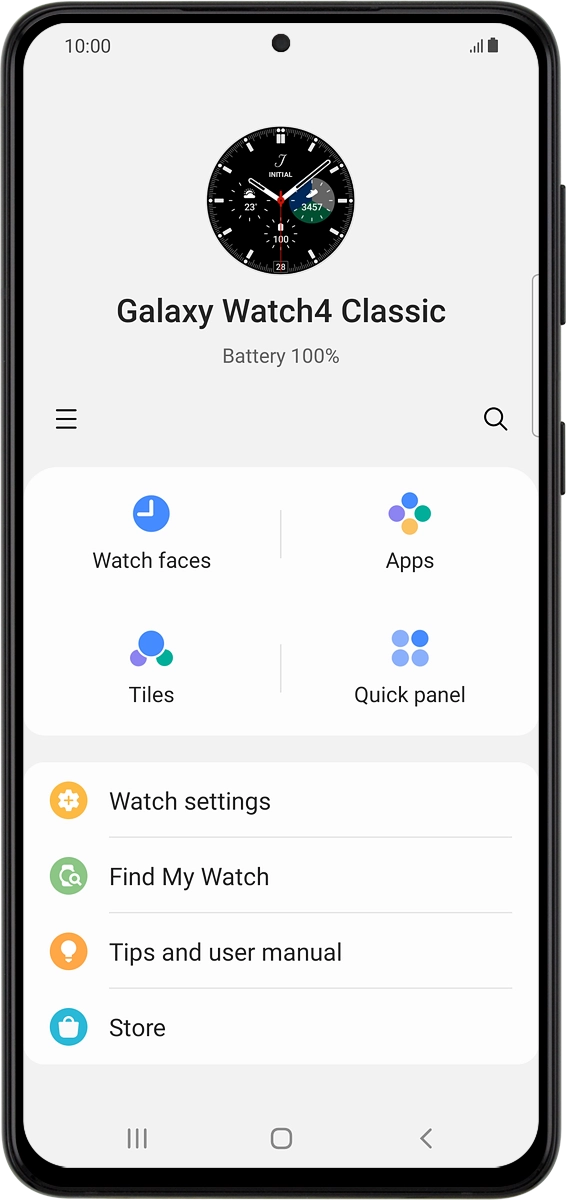 On your phone: When this screen is displayed, your smartwatch is activated and synchronised with your phone.