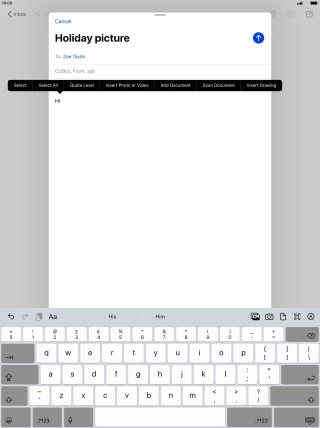 Press Insert Photo or Video and follow the instructions on the screen to attach a picture or a video clip.