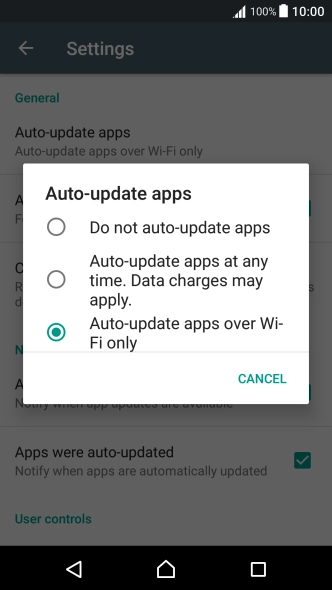 Press Do not auto-update apps to turn off the function.