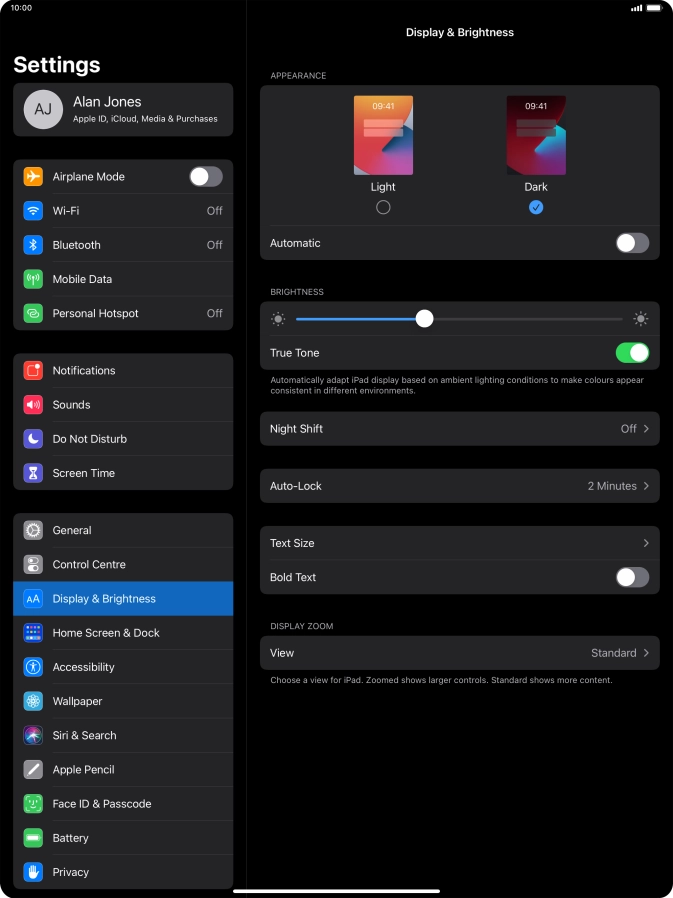 Press the indicator next to 