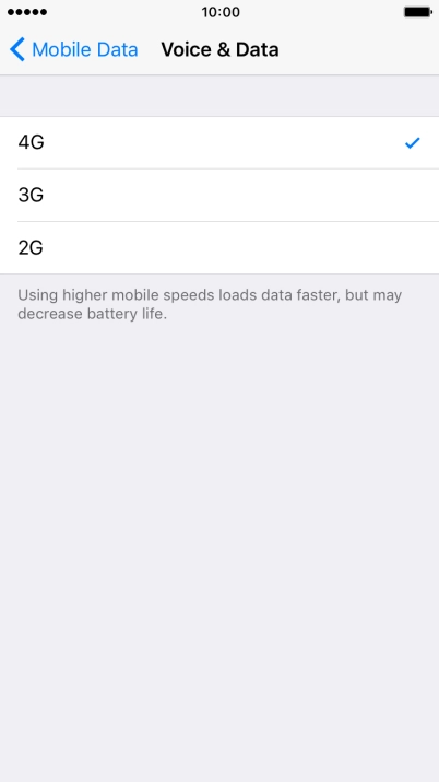 Press the required network mode.