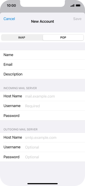 Press Host Name and key in the name of your email provider's incoming server.