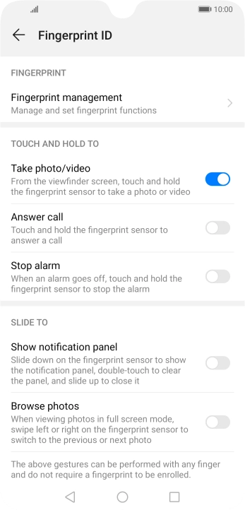 Press Fingerprint management.