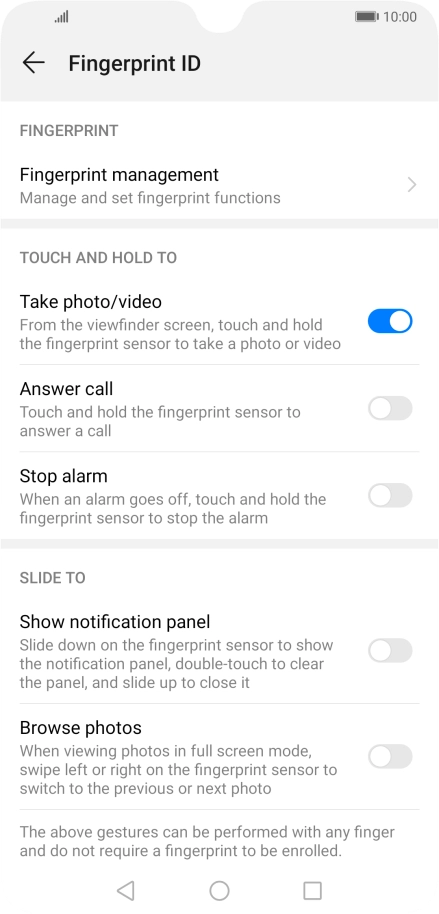 Press Fingerprint management.