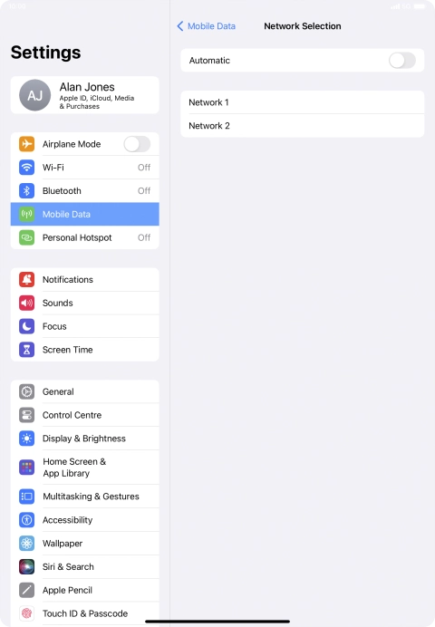 If you turn off the function, press the required network.