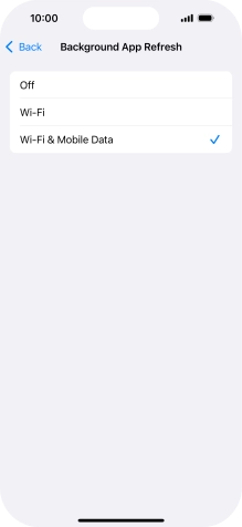To turn off background refresh of apps, press Off.