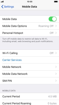 Press Mobile Data Options.
