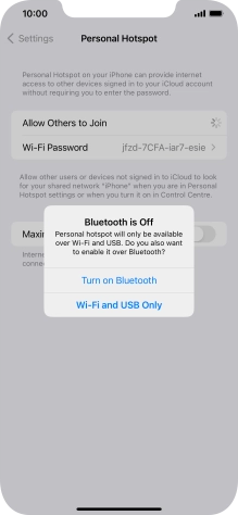 If Wi-Fi is turned on, press Wi-Fi and USB Only.
