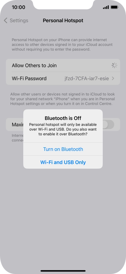 If Wi-Fi is turned on, press Wi-Fi and USB Only.