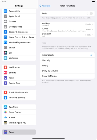 If you turn off the function, press the required setting.