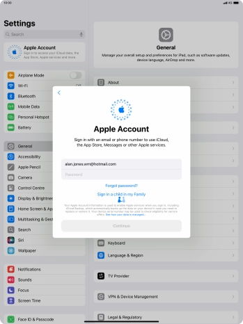 Press Password and key in the password for your Apple ID.